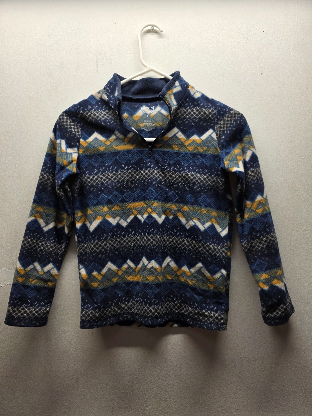 jumping beans Navy, Yellow & White Geometric Fleece Pullover